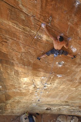 Chad Umbel on Monster Skank (5.13b), Front Corridor.