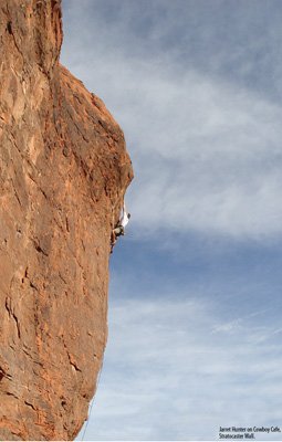 Jarret Hunter on Cowboy Cafe (5.12b), Stratocaster Wall.