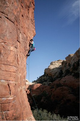 Fast Moving Train (5.11c), Holiday Crag.