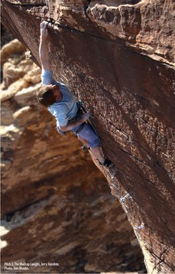 Jerry Handren on The Madcap Laughs, pitch 2 (5.12c).