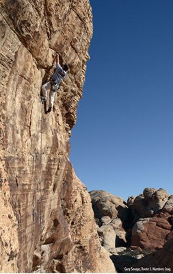 Gary Savage on Route 5 (5.12c), Numbers Crag.