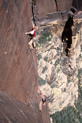 Simon Peck on Pro Life (5.12b), Brownstone Wall.