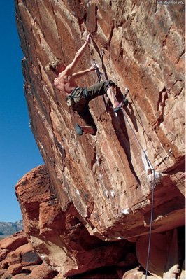 Tom Moulin on SOS (5.13a), Tsunami Wall.