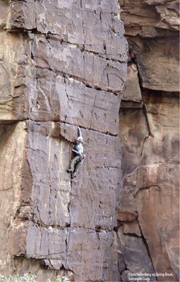 Crista Hunter on Spring Break (5.11d), Icebox Canyon.